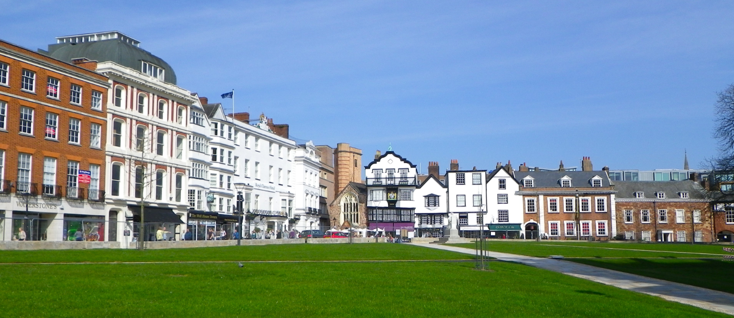 Exeter store fronts in period properties